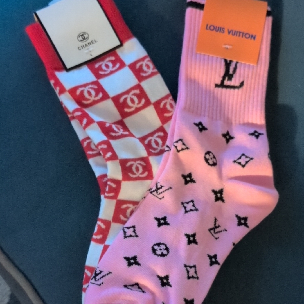 Louis Vuitton Pink and Black Patterned Socks